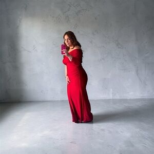 Elegant Red Off-Shoulder Dress